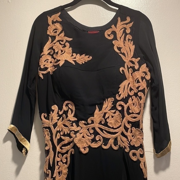 𝅺Elegant Rhythm Embellished Dipped Side Half Sheer Dress Nightdress - Picture 2 of 16